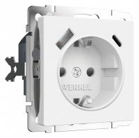 Розетка с заземлением и со шторкой и 2хUSB type A и C без рамки Werkel белый матовый W1171761