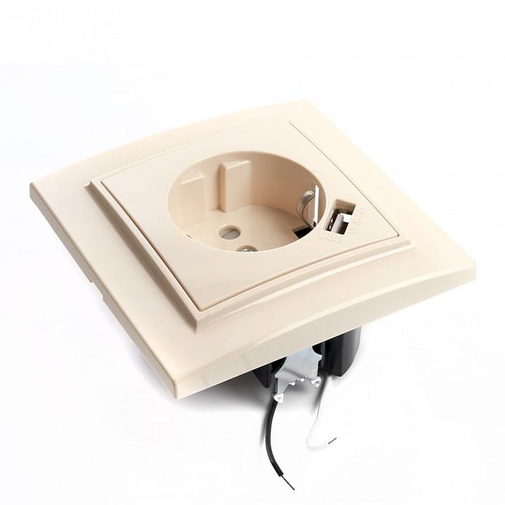 Розетка с заземлением и со шторкой и USB Stekker Эрна 39237