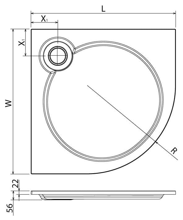 Душевой поддон Cezares TRAY-S-R-90-550-56-W