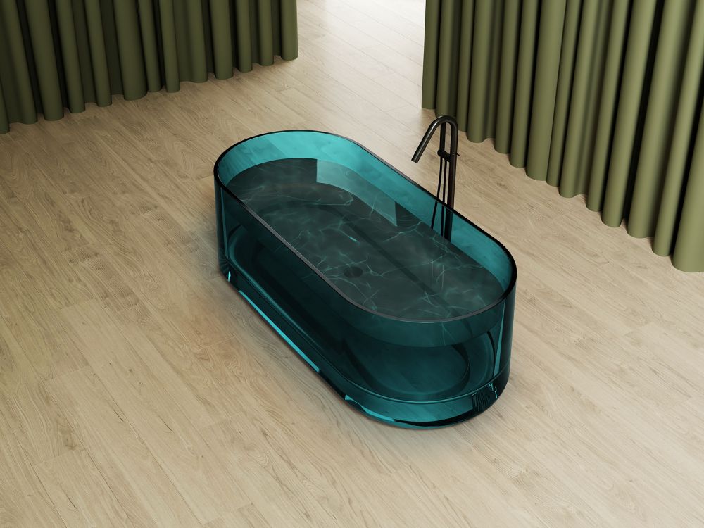 Прозрачная ванна Abber Kristall 170 AT9708Aquamarin бирюзовый