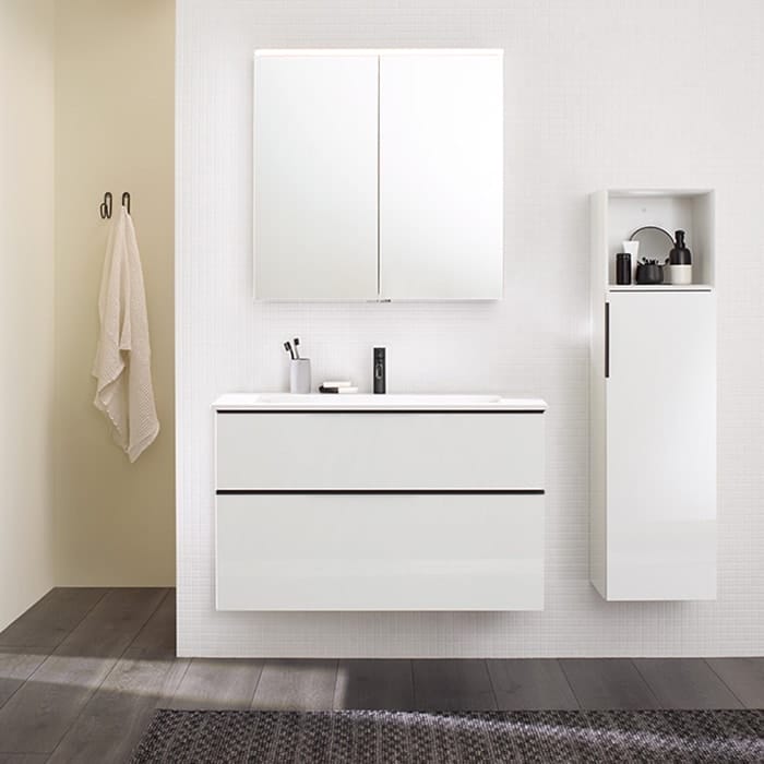 Тумба с раковиной Burgbad Eqio 102 SHBT102F2009G0252C0001*1 белая глянцевая