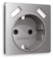 Накладка для розетки с заземлением и со шторками и 2хUSB type A Ambrella Volt ALFA AP5090