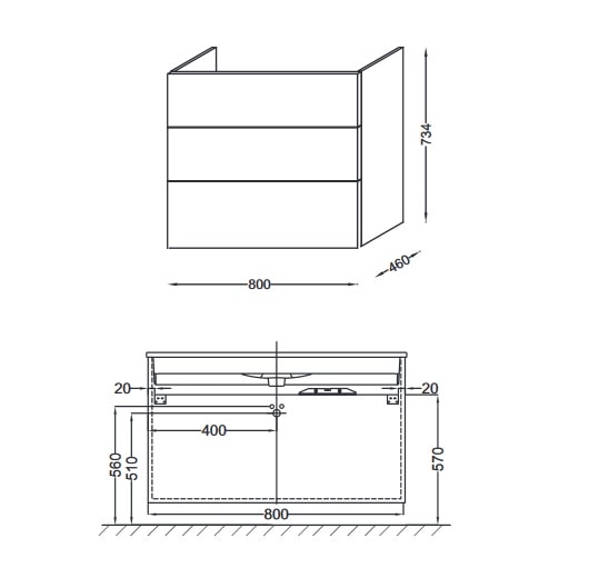 Тумба под раковину Jacob Delafon Vox 80 EB2098-R1-G1C Белый Блестящий Лак