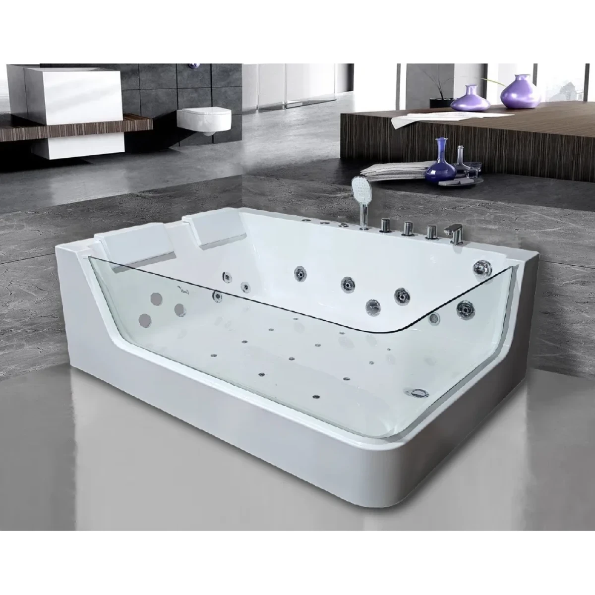 Акриловая ванна Ceruttispa C-495L 170x120 см L, с гидромассажем, белый