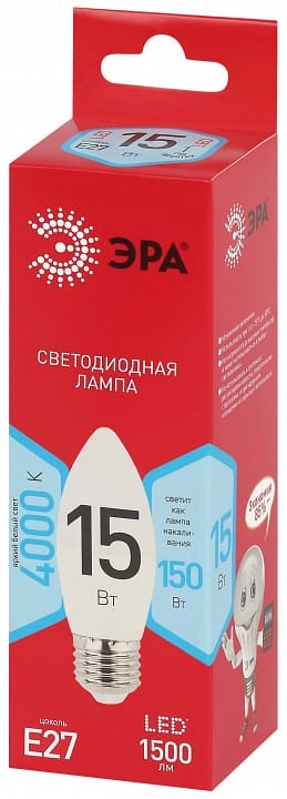 Лампа светодиодная Эра  E27 15Вт 4000K LED B35-15W-840-E27 R
