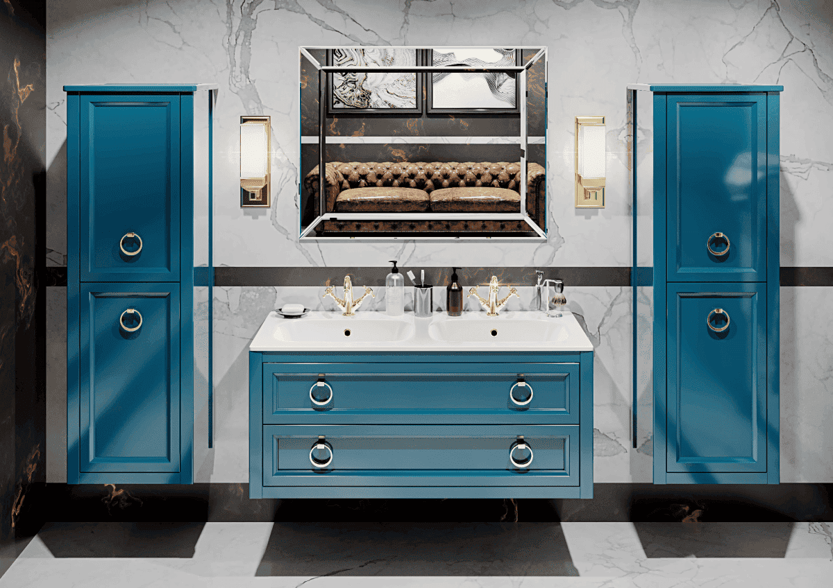 Пенал Bagno Piu Vintage 48 VNS-3-175-39 DX + BU 013.80.Con Oro глянцевый океан/золото