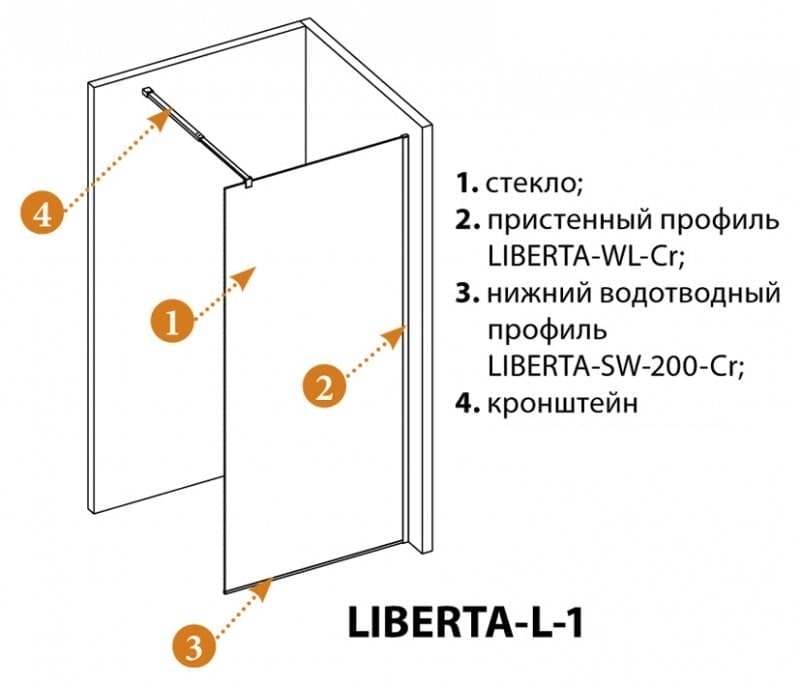 Душевая перегородка Cezares Liberta 95 LIBERTA-L-1-95-120-C-Cr