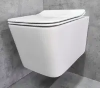 Унитаз подвесной CeramaLux NS5170 безободковый, с сиденьем микролифт, белый