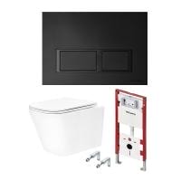 Комплект унитаза с инсталляцией Tece TECEspring S K401204WCS с черной клавишей смыва