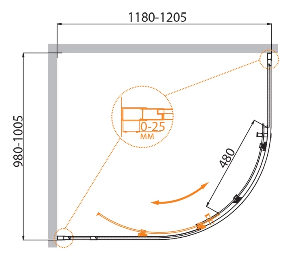 Душевой уголок Cezares Molveno 120x100 MOLVENO-RH-1-120/100-C-Cr-IV