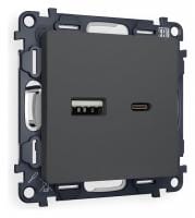 Розетка 2хUSB type A и C без рамки Ambrella Volt ALFA MA911010