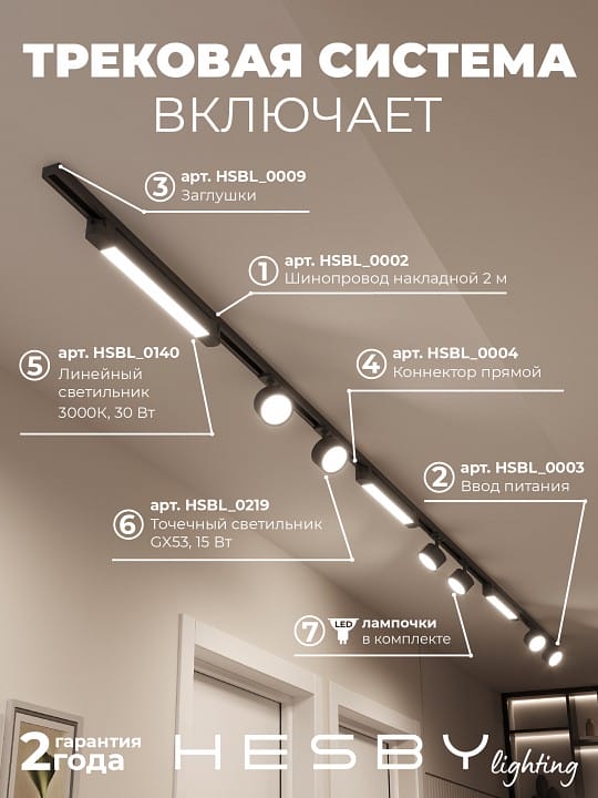 Комплект трековый Hesby Lighting Skylite №14 HSBL_kompl_S014_NI4B3K