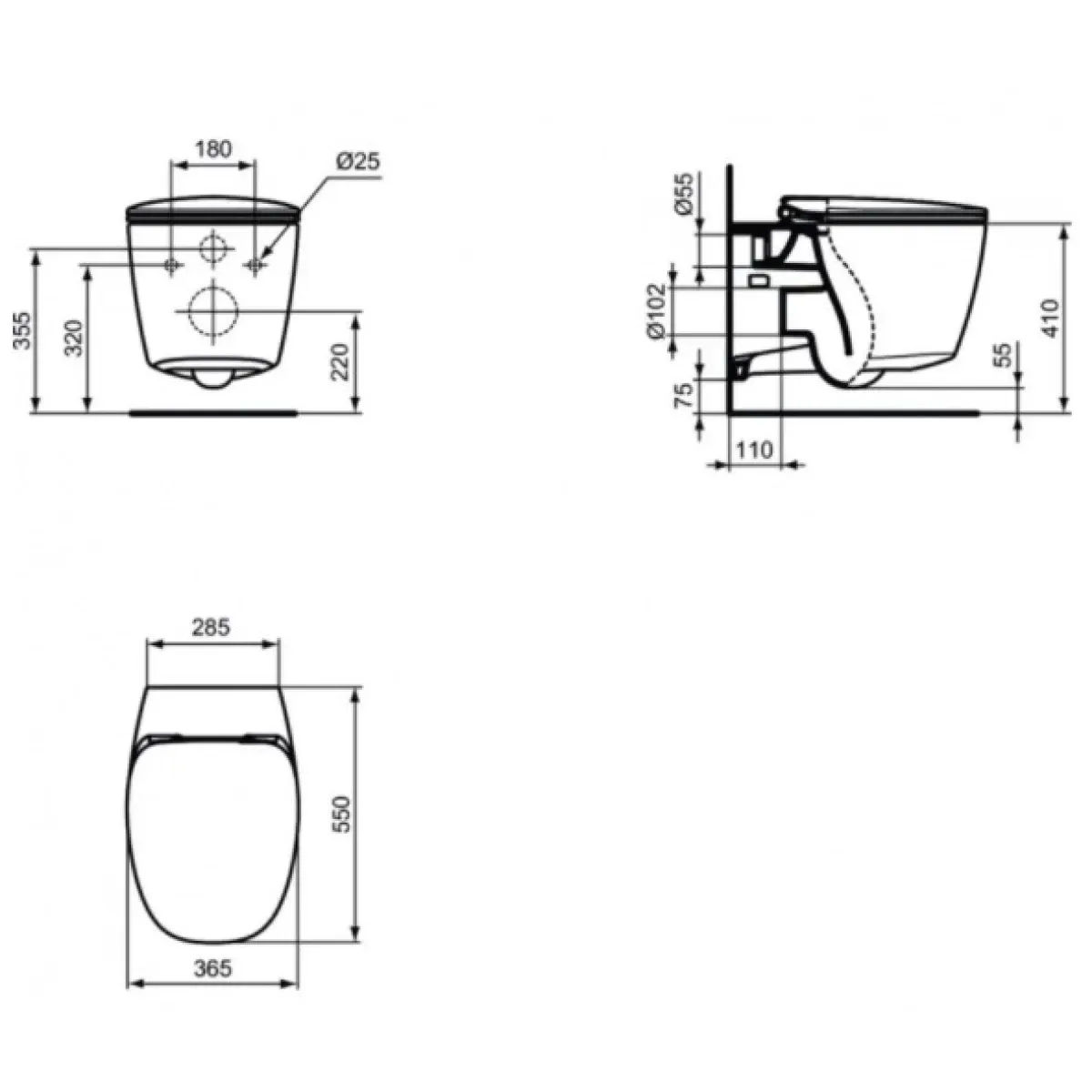 Унитаз подвесной Ideal Standard Dea AquaBlade T348701 с сиденьем, белый
