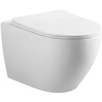 Унитаз подвесной CeramaLux CL2196-1 безободковый, с сиденьем микролифт, белый