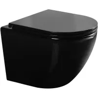 Унитаз подвесной GID Tr2122BL безободковый, с сиденьем микролифт, черный глянец