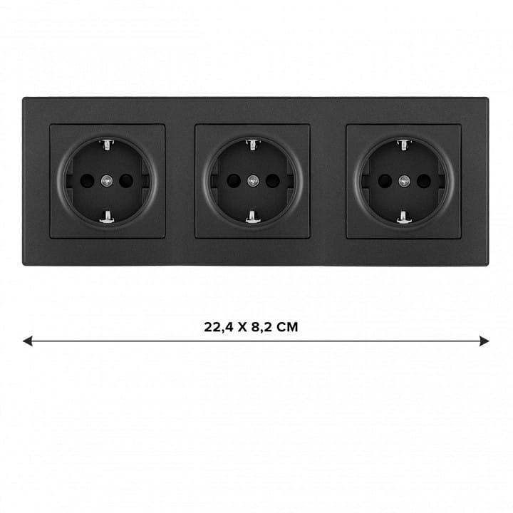 Розетка с заземлением и со шторкой Arte Milano SET06-3 SET06-3-40-1x3 black