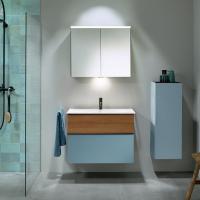 Тумба с раковиной Burgbad Fiumo 82 SFXN082F3957FOT52G0200C0001*1 голубой лед матовый/кашемировый дуб