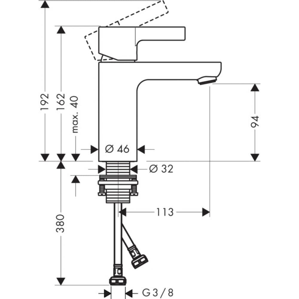 Смеситель для раковины hansgrohe Metris S 31068000 без донного клапана