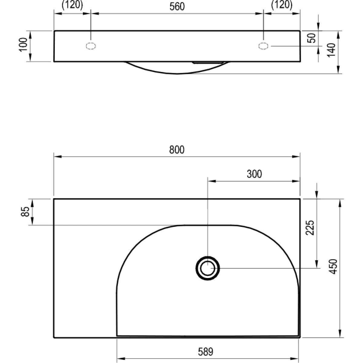 Раковина Ravak Lite XJXL1380001 80x45 см L, накладная, подвесная, белый
