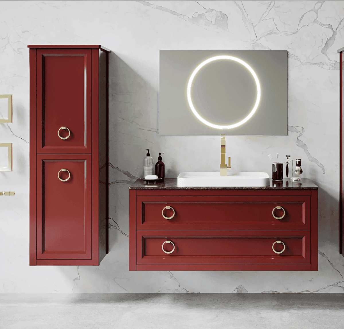 Тумба с раковиной Bagno Piu Vintage 120 глянцевый кофе/золото
