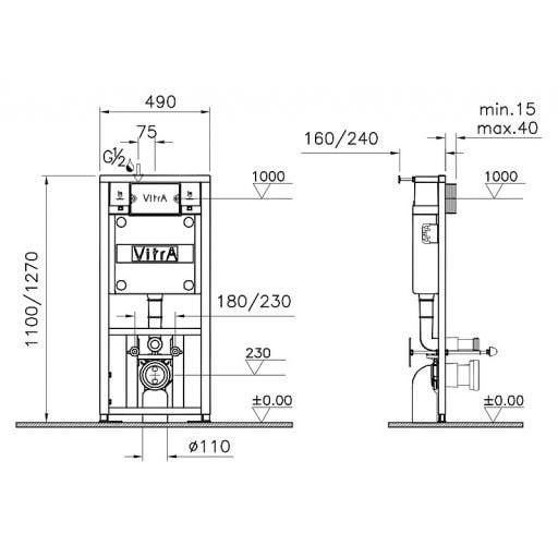 Инсталляция для унитаза Vitra 12 S 700-1873 с кнопкой
