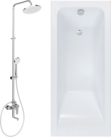 Комплект Акриловая ванна STWORKI Стокгольм 155x70 см, с каркасом + Стойка Ларвик WFT13008 со смесителем для ванны