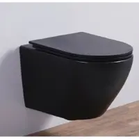 Унитаз подвесной CeramaLux 5177MB безободковый, торнадо, с сиденьем микролифт, черный матовый