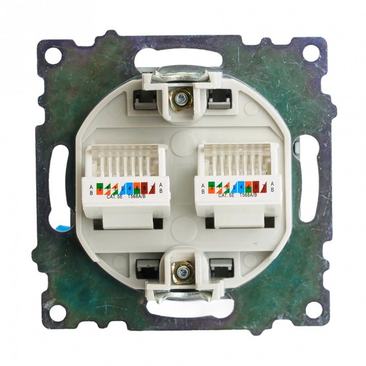 Розетка двойная Ethernet RJ-45 без рамки Stekker Катрин 50008