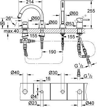 Смеситель для ванны Grohe Grandera 19936000