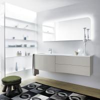 Тумба с раковиной Burgbad Sinea 161 WTU161E L F3177 C0001*1 левая светло-серая глянцевая