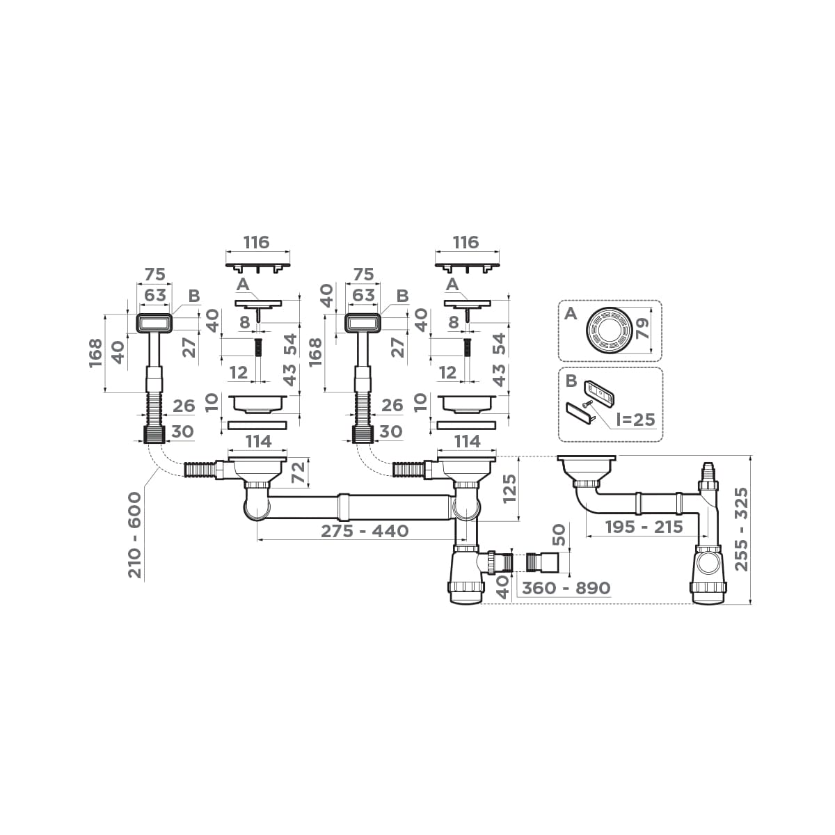 Сифон для мойки Omoikiri WK-2C-LG 4956497