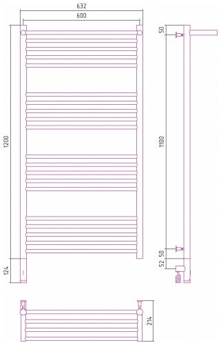 Электрический полотенцесушитель Сунержа Богема 3.0 с 1 полкой 1200х600 00-5806-1260