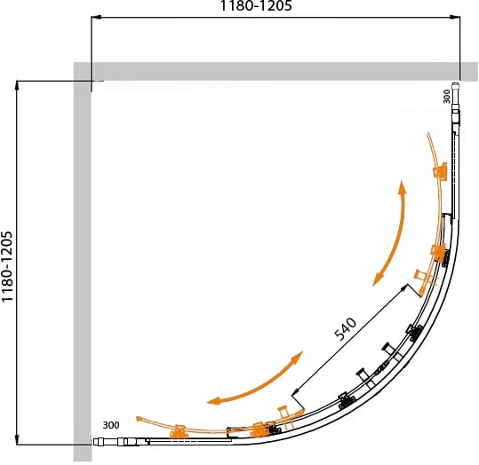 Душевой уголок Cezares Molveno 120x120 MOLVENO-R-22-90+30-C-Cr-IV