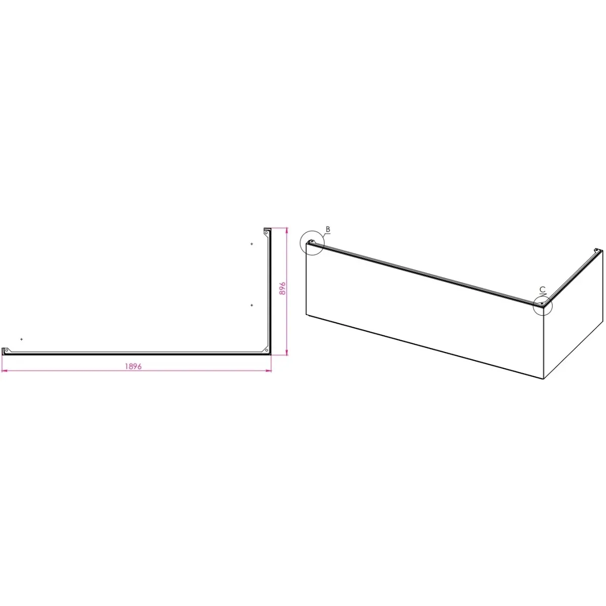Панель фронтально-торцевая 189,6x89,6 см Astra-Form Геркулес 02010019