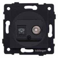 Розетка двойная RJ-11 и Ethernet RJ-45, без рамки Kollinger  REA-013BM