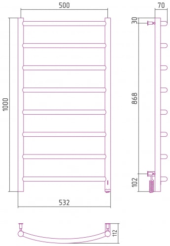 Электрический полотенцесушитель Сунержа Галант 4.0 1000х500 15-0831-1050 темный титан муар