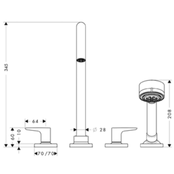 Смеситель на борт ванны Axor Citterio M 34454000 с душевым гарнитуром