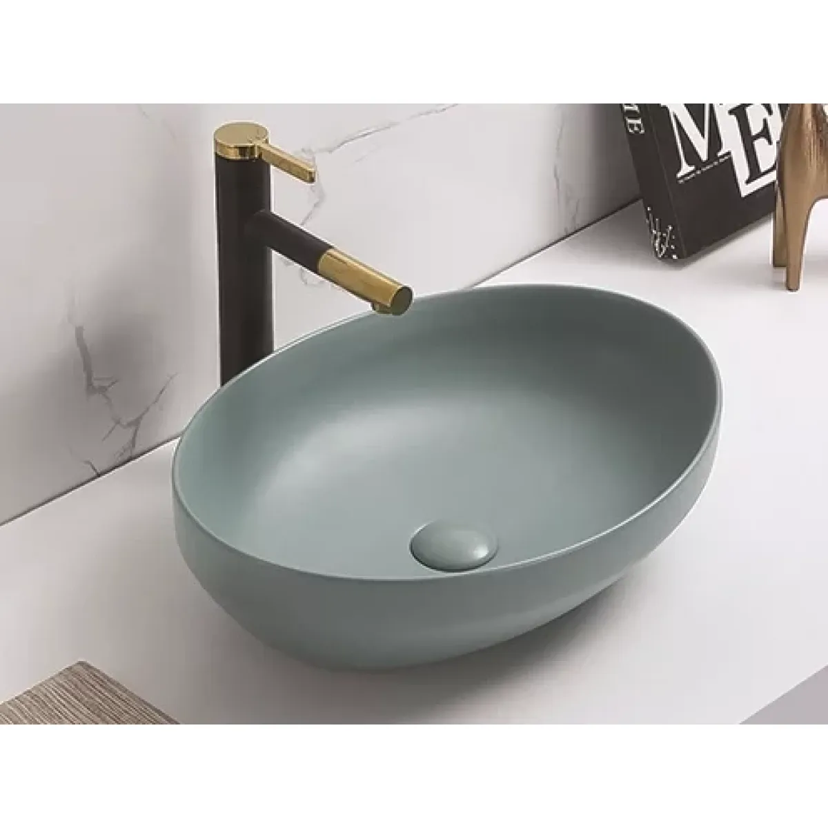 Раковина-чаша CeramaLux 78590MLG 50,2x36,3 см, накладная, бирюзовый матовый
