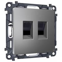 Розетка двойная Ethernet RJ-45 и со шторками, без рамки Ambrella Volt ALFA MA662110