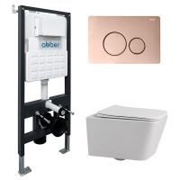 Комплект унитаза с инсталляцией Abber Rechteck AC1201-AC0105-AC0121RG с клавишей смыва хром