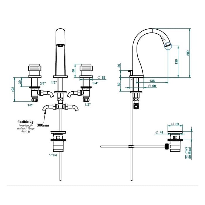 Смеситель для раковины THG Diplomate Grooved Rings U4B.A02.151