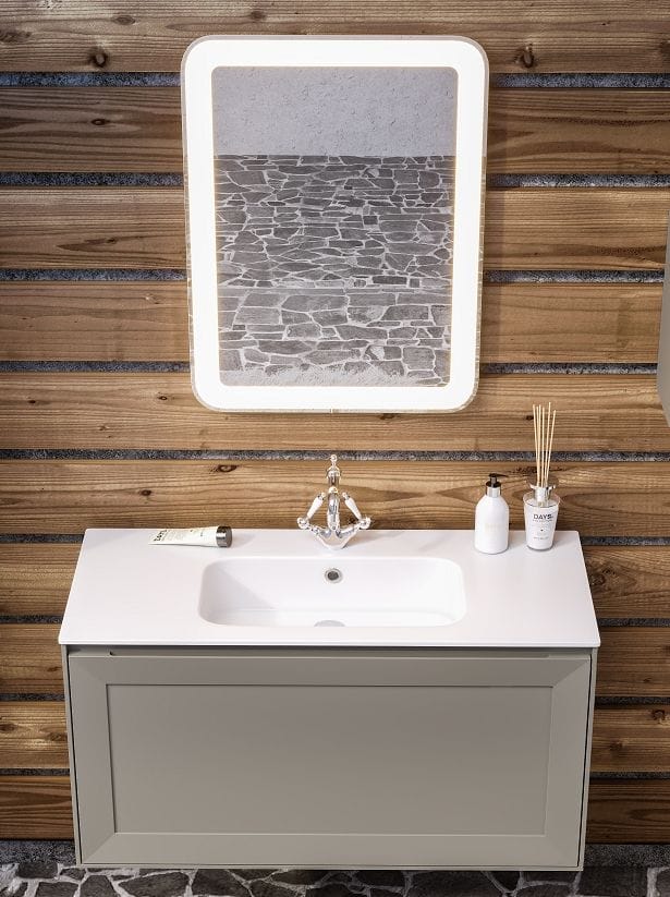 Тумба с раковиной Bagno Piu Millennio 80 ML1-80-04 + QS08146101 матовый цемент