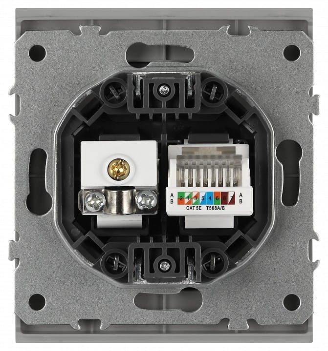ТВ-розетка и розетка Ethernet RJ-45 без рамки Эра Arktik Б0070496