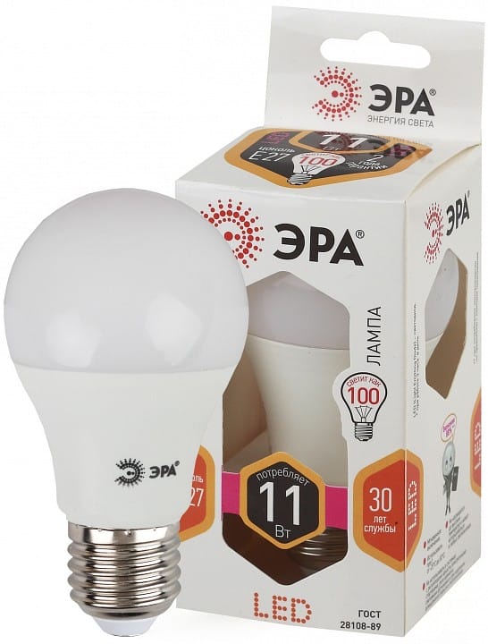 Лампа светодиодная Эра Стандарт E27 11Вт 2700K LED A60-11W-827-E27