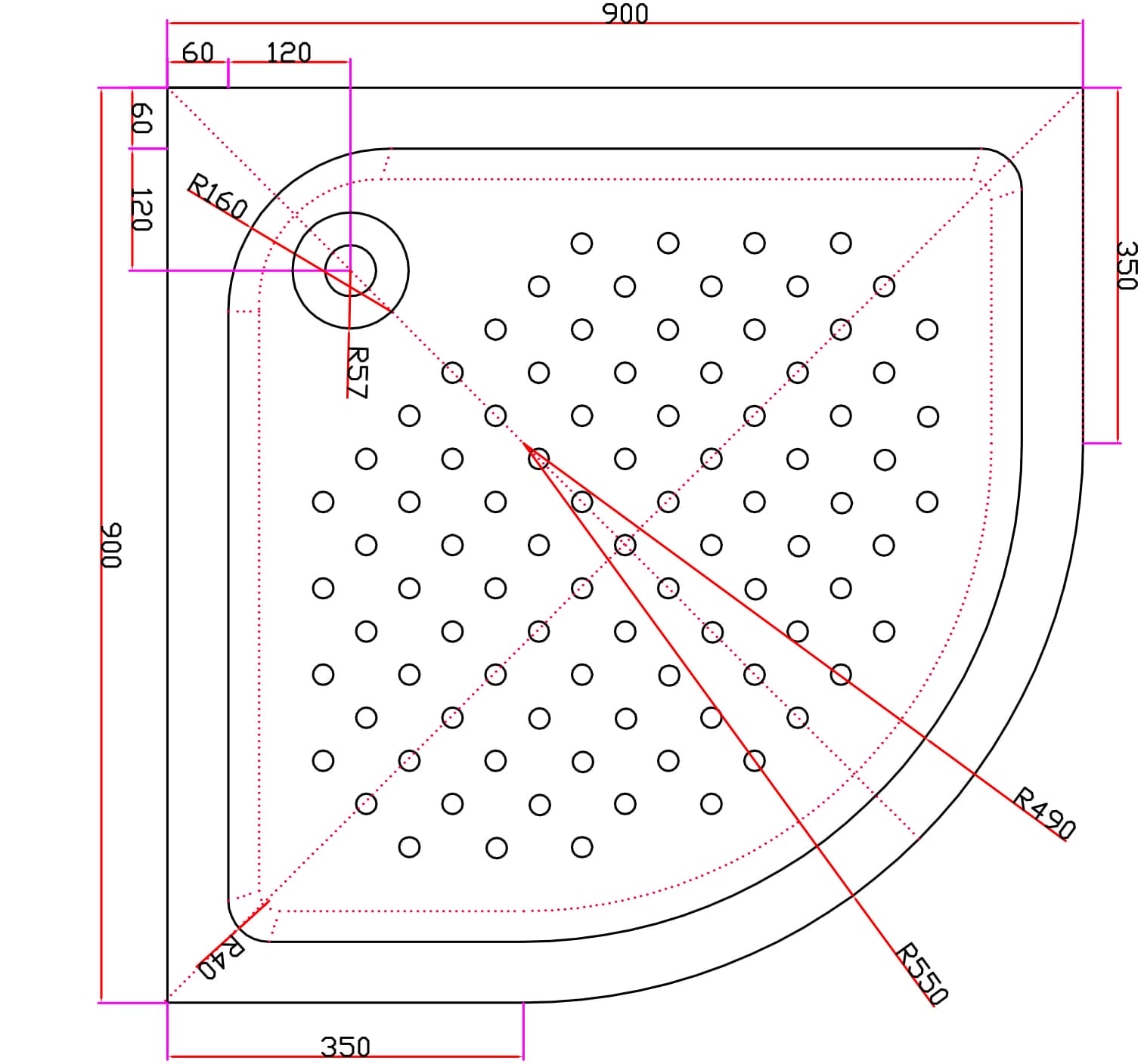 Душевой поддон Cezares TRAY-A-R-90-550-15-W-W0