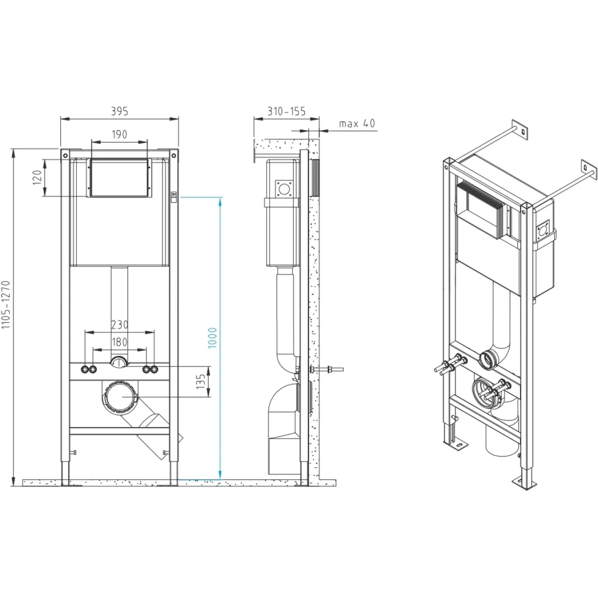 Инсталляция для унитаза Cersanit Vector A64183 с кнопкой смыва, хром