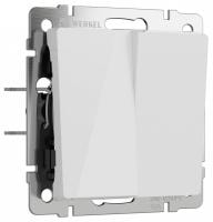 Выключатель проходной двухклавишный без рамки Werkel белый акрил W1122041