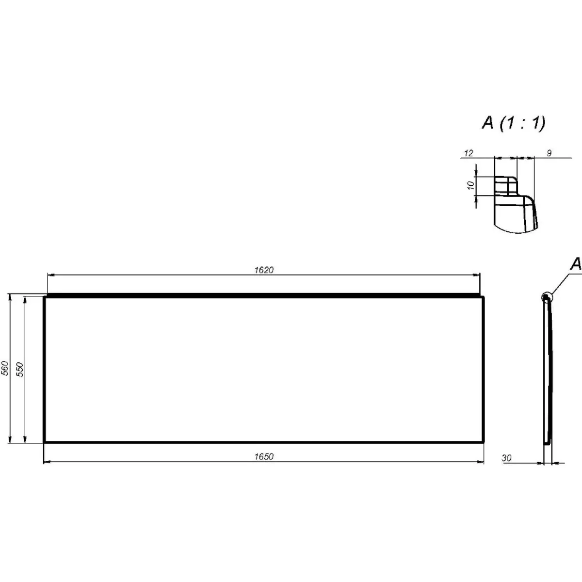 Фронтальная панель для ванны AM.PM Gem W93A-165-070W-P 165, белый