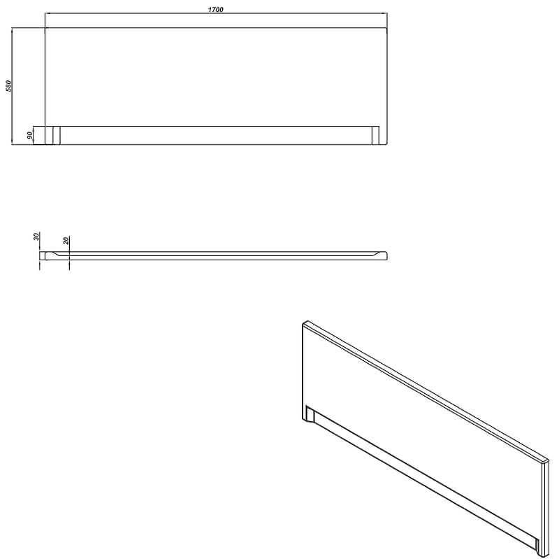 Экран Cersanit Lorena 170 PA-TYPE1*170 белый