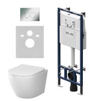 Комплект унитаза с инсталляцией AM.PM Like IS100151.801900 с клавишей смыва хром